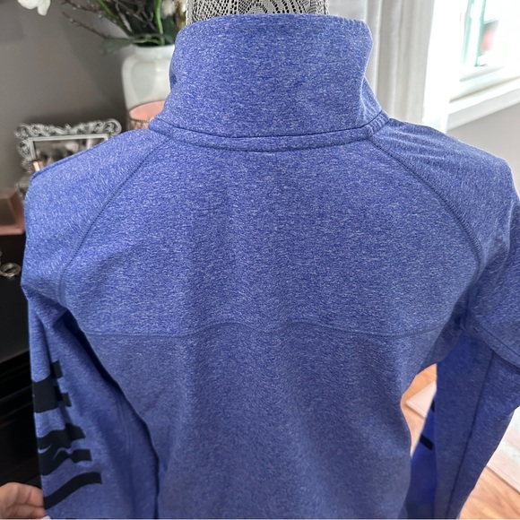Victoria’s Secret PINK Quarter Zip Pullover Blue Heather Logo Sleeve Size L - Picture 14 of 15